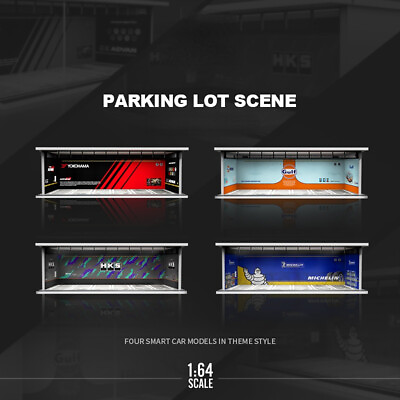 #ad 1 64 Diorama Car Garage Model LED Lighting Car Parking Lot Display Scene Model $35.66