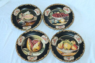 #ad Raymond Waites Set Of 4 Black With Gold Rim Dinner Collector Plates 10 1 4quot; Toyo $89.99