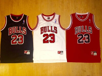 #ad MJ Chicago Bulls 23 Michael Jordan White Red Black Men#x27;s Jersey $24.97