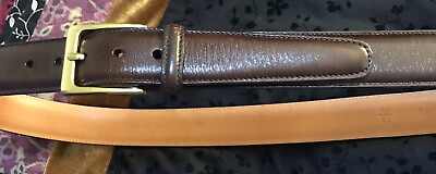 #ad Trafalgar Mens 34 Brown Hand Polished Cortina Leather Belt Handcrafted $15.36