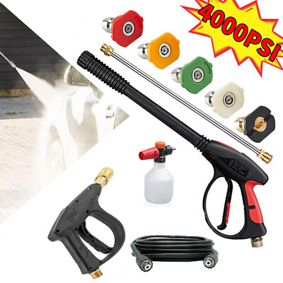 #ad #ad 4000PSI High Pressure Car Power Washer Gun Spray Wand Lance Nozzle Hose Kits $5.99
