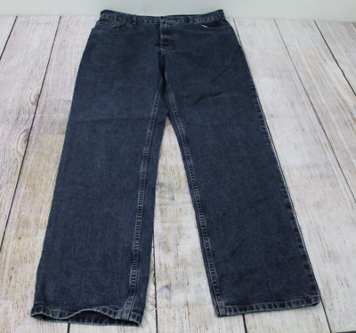 #ad Oggi Jns Dark Blue Distressed Straight Leg Denim Jeans Men#x27;s 36 Actual 36 x 33 $11.99