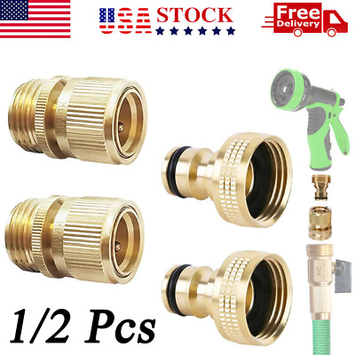 #ad #ad 1 2PCS 3 4quot; Garden Hose Quick Connect Water Hose Fit Brass Female Male Connector $8.78