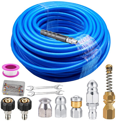 #ad 50 100 200FT 1 4quot;M NPT Drain Cleaning Hose Sewer Jetter Nozzles Pressure Washer $65.99