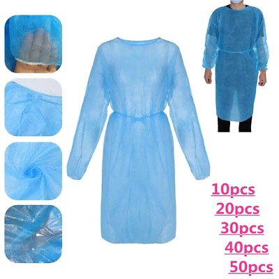 #ad Disposable Medical Isolation Gowns Lab Dental Coat PPE Blue 10 100 Pack $123.49