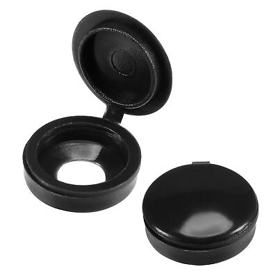 Plastic Hinged Screw Cover Caps 5mm Hole Fold Snap Washer Black Pack of 10 AU $9.97