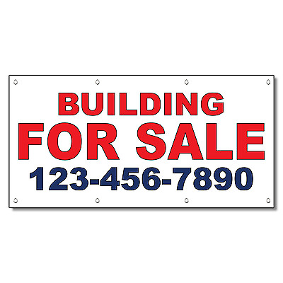 #ad Building For Sale Phone Custom Red Blue Custom Vinyl Banner Sign With Grommets $149.99