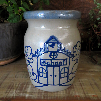 #ad 1990#x27;s BBP Beaumont Brothers Salt Glazed Pottery Crock School House MINT $39.95