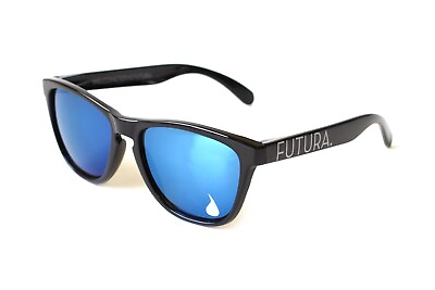 #ad #ad Futura Sunglasses Black Frames Blue Mirror Lenses Frogskins Goodr Blenders $18.99