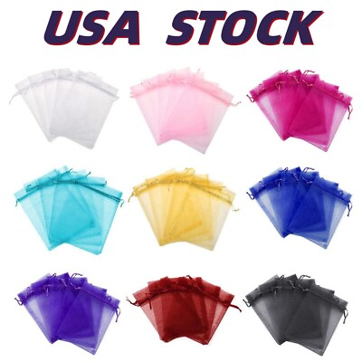 100x Sheer Organza Wedding Party Favor Gift Candy Bags Jewelry Pouches USA STOCK #ad $7.41