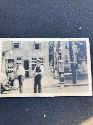 #ad Vintage 1934 Postcard With 2 Men Pumping Gas At A Sunoco Pump $9.75