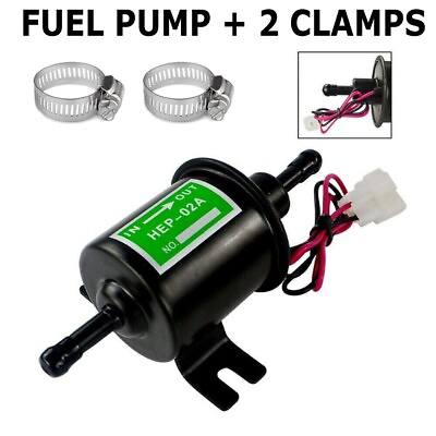 #ad Black Inline Fuel Pump 12v Electric Transfer Low Pressure Gas Diesel HEP 02A $7.55