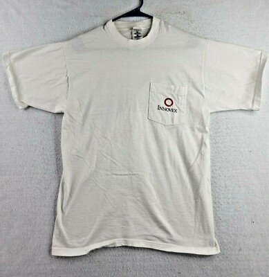 #ad Vintage 1998 Innovex Boston Logo Mens Large White Pocket T shirt $15.29
