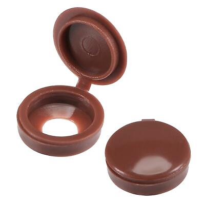 Plastic Hinged Screw Cover Caps 5mm Hole Fold Snap Washer Brown Pack of 15 AU $9.95