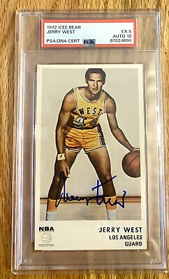 #ad 1972 Icee Bear JERRY WEST Signed Card PSA 5 AUTO PSA DNA 10 LOW POP 1 HIGHER $600.00