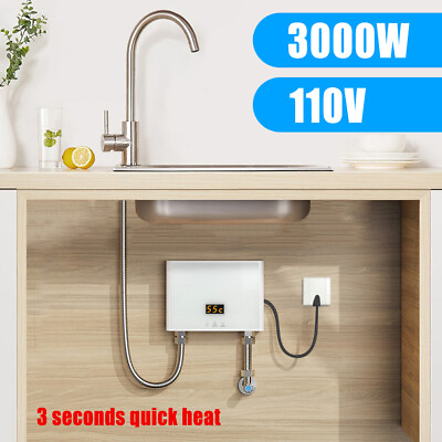 #ad Electric Water Heater 110V 3000W Instant Hot Water Heater Under Sink for Kitchen $68.72