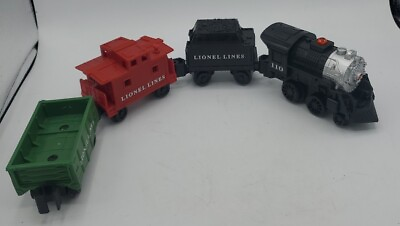 #ad Lionel Little Lines 4 pc Engine Tender Green Cargo Red Caboose Black Cars Train $24.65