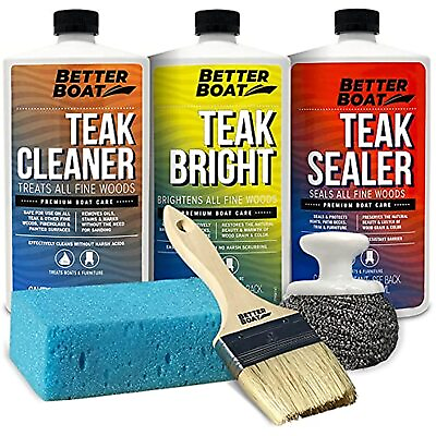 #ad Teak Cleaner Set with Scrub and Brush for Cleaning Deck Patio Furniture $83.99