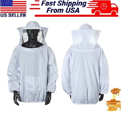 Protective Safety Beekeeping Jacket Veil Suit Bee Keeping Size L Suit Smock USA $13.69