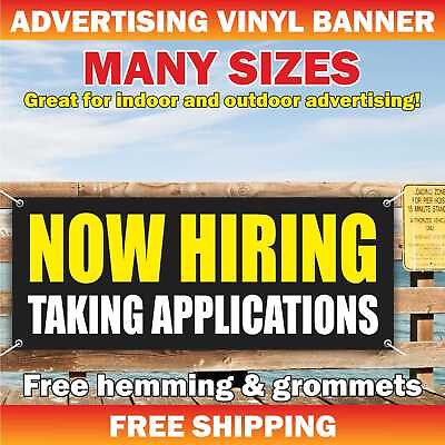 #ad NOW HIRING TAKING APPLICATIONS Advertising Banner Vinyl Mesh Sign help wanted $179.95