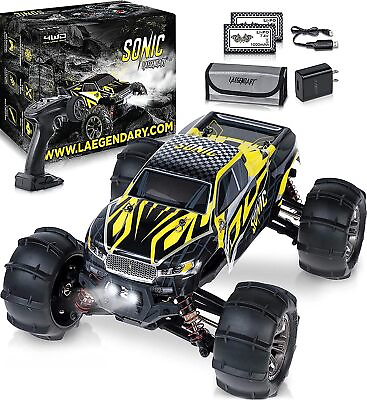 #ad Laegendary Sonic 4x4 RC Car 1:16 Brushless Motor Up to 37 Mph Black Yellow $61.55