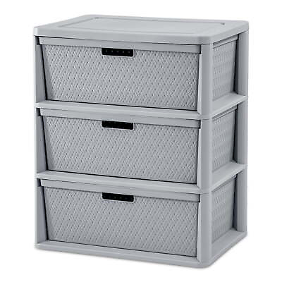 Sterilite Wide 3 Drawer Cross Weave Tower CementFastest delivery #ad $30.89
