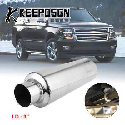 3#x27;#x27; Inlet Outlet Muffler Resonator Exhaust Quiet Deep Tone 12#x27;#x27; for Chevy Tahoe #ad $52.89