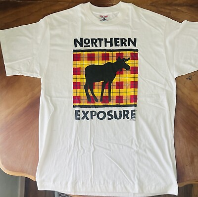 #ad Vtg 1990s Northern Exposure Moose Alaska Medical TV Show Stanley DeSantis XL Tee $49.00