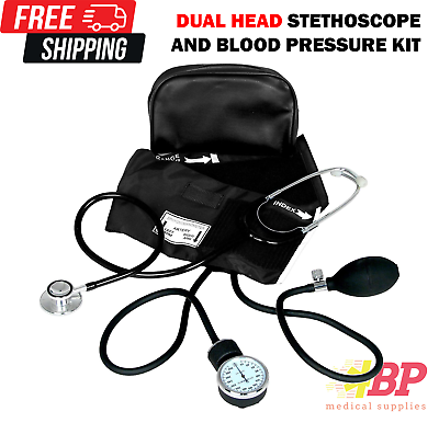 Dixie EMS Adult BP Cuff Blood Pressure Kit With Dual Head Stethoscope Black #ad $16.95