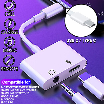 #ad Type C USB C to 3.5mm Jack Headphone amp; Charger 2 in 1 Adapter for Samsung Galaxy $4.99