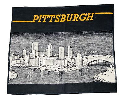 #ad *VTG* Biederlack Pittsburgh Pennsylvania Cityscape Throw Blanket; Made in USA $34.00
