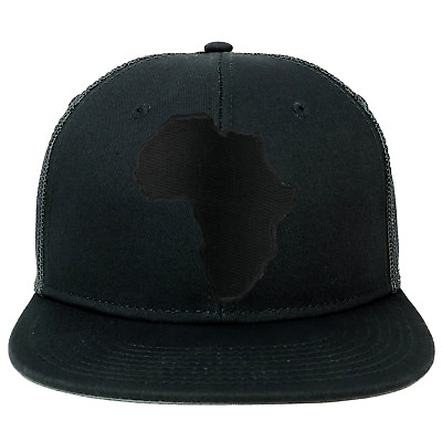 Oversize XXL Solid Black Africa Map Patch Flatbill Mesh Snapback Cap $19.99