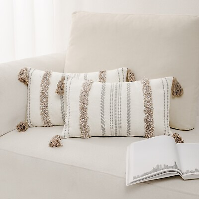 #ad 2PCS Boho Cushion Cover Lumbar Throw Pillow Case Tassels Sofa Home Decor 12X20 quot; $13.85