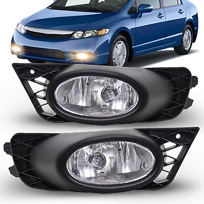 #ad For 09 11 Honda Civic Sedan Bumper Fog Lights Driving Lamps Left and Right $40.99