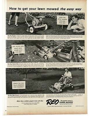 #ad 1956 REO Power Lawn Mower Royale Power Trim Ride A Lawn Vintage Print Ad $8.95