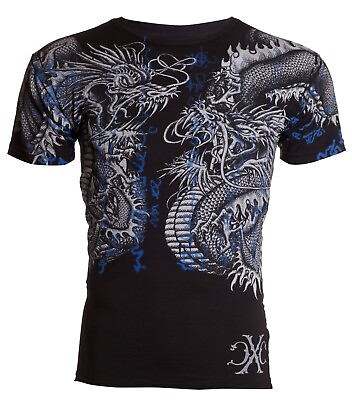 Xtreme Couture By Affliction Men#x27;s T Shirt Double UP Biker Black Tattoo S 5XL $23.99