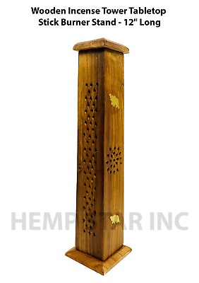 #ad Wooden Tower Incense Stick Cones Burner Incense Sticks Holder Box amp; Ash Catcher $17.99
