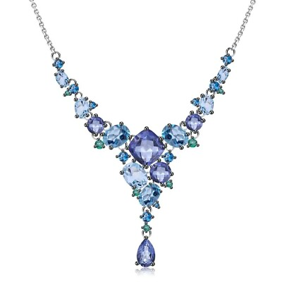 Natural Mystic Quartz Topaz Gemstone 925 Sterling Silver Luxury Y Necklace #ad $134.99