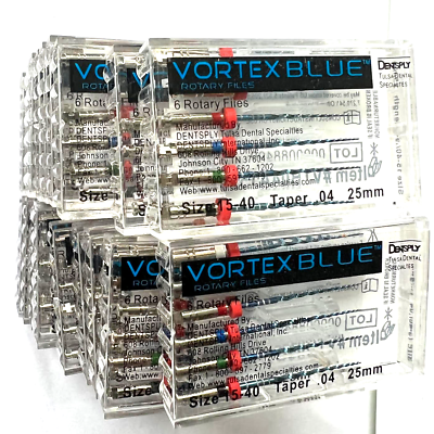#ad 20pk 25mm .04 Asst Vortex Blue Rotary Files Dentsply Tulsa Dental Root 15 40 $377.40