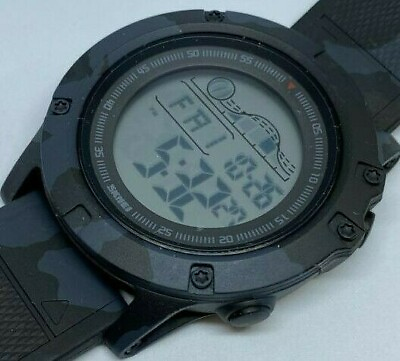 #ad Unused SKMEI Mens 50m Black Round Digital Alarm Chrono Watch Hours New Battery $9.44