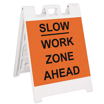 #ad GRAINGER APPROVED 136 WLGQ2426 OBEG Barricade SignSlow Work Zone Ahead $186.57