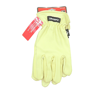#ad Husky Large Premium Grain Cowhide Water Resistant Leather Work Gloves $11.99