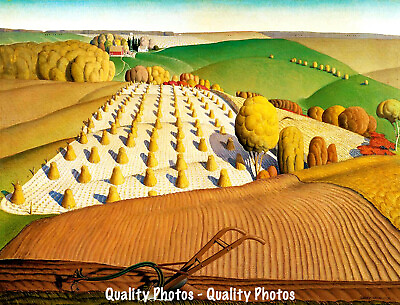 #ad Fall Plowing 8.5x11quot; Photo Print Grant Wood Rural Scene American Art Painting $8.27