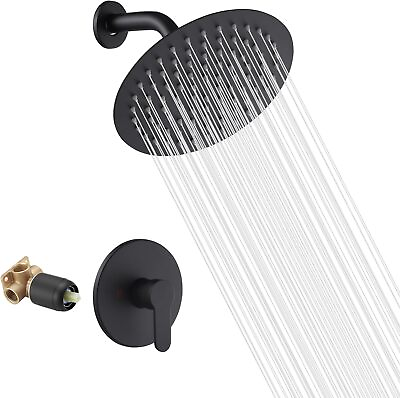 #ad Matte Black Shower Faucet GGStudy Single Function Shower Trim Kit 8inch Round $43.19