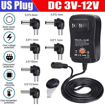 #ad Universal AC to DC 3V 12V Adjustable Power Adapter Supply Charger Electronics US $8.99