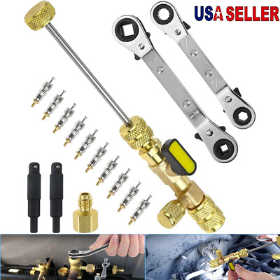 #ad HVAC Wrench Tool AC Schrader Valve Core Remover Set 1 4 and 5 16 Port Installer $25.63