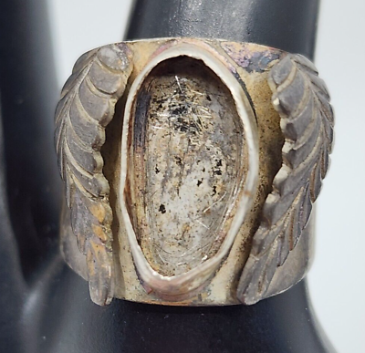 #ad SIGNED OLD FOR REPAIR Native American Sterling Silver Ring BROKEN NO STONE $47.45