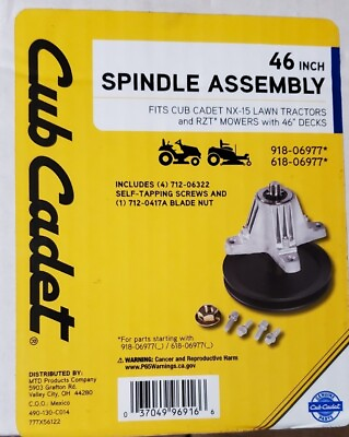 #ad New Cub Cadet 46” spindle Assembly Genuine Cub Parts 918 06977 for NX15 RZT $71.99