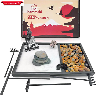 #ad Zen Garden for Desk – Japanese Zen Garden Kit – Mini Zen Garden for Home Office $27.71