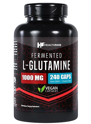 #ad Healthfare L Glutamine 1000mg 240 Capsules Amino Acid Fuel for Gut amp; Muscle $16.99